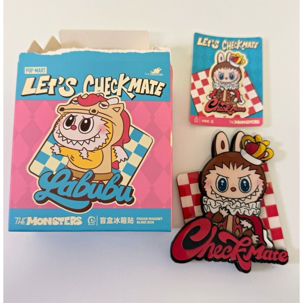 POP MART The Monsters Labubu Let’s Checkmate Glossy MDF Fridge Magnet
